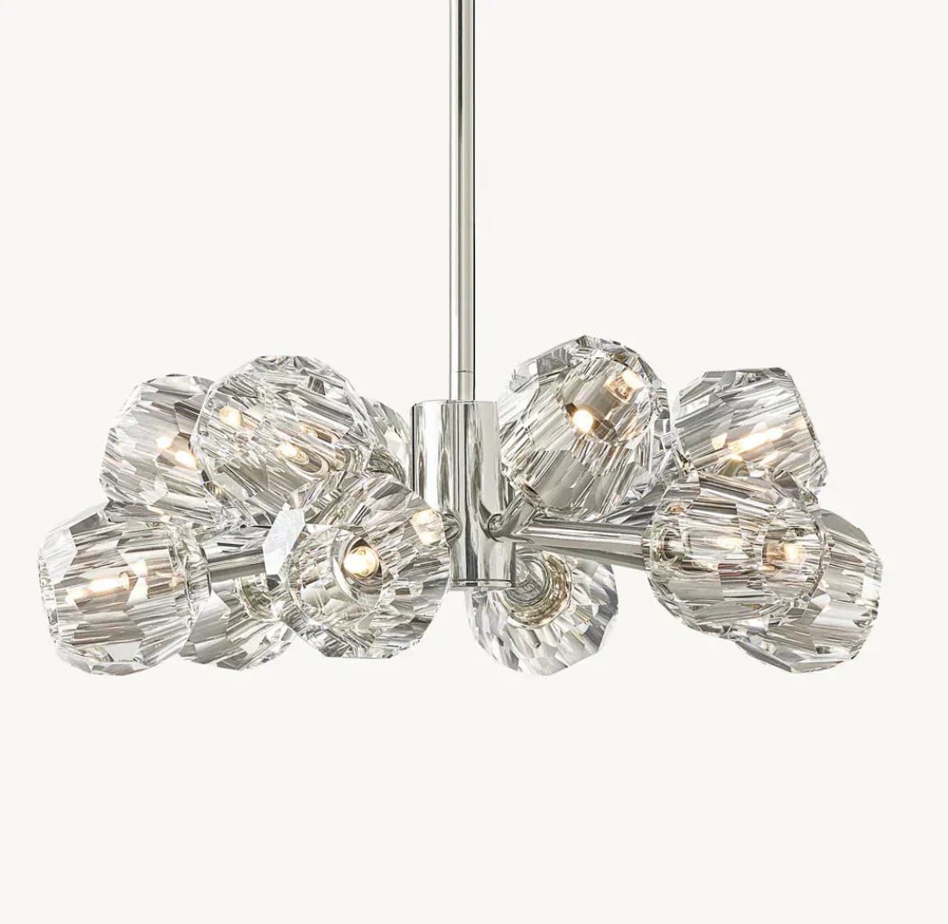 Boule De Cristal Clear Glass Round Chandelier Lighting 24" Elegant Ceiling Light