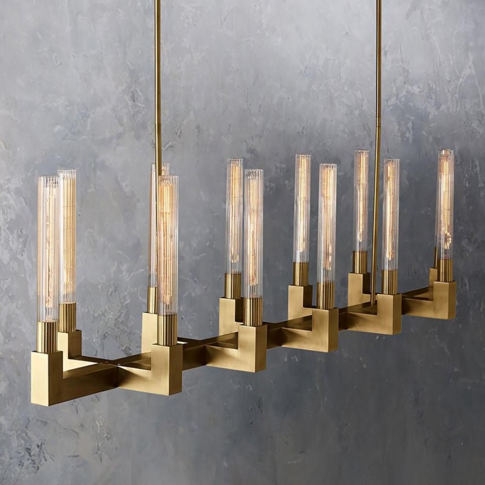 Cannele Candlestick Elegant Linear Chandelier Lights 67"