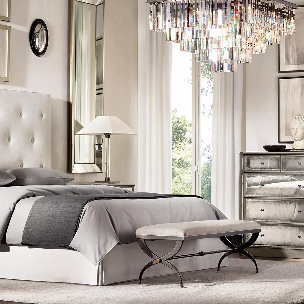 1920s Odeon Modern Crystal Square Chandelier Lighting Fixtures for Dining Table
