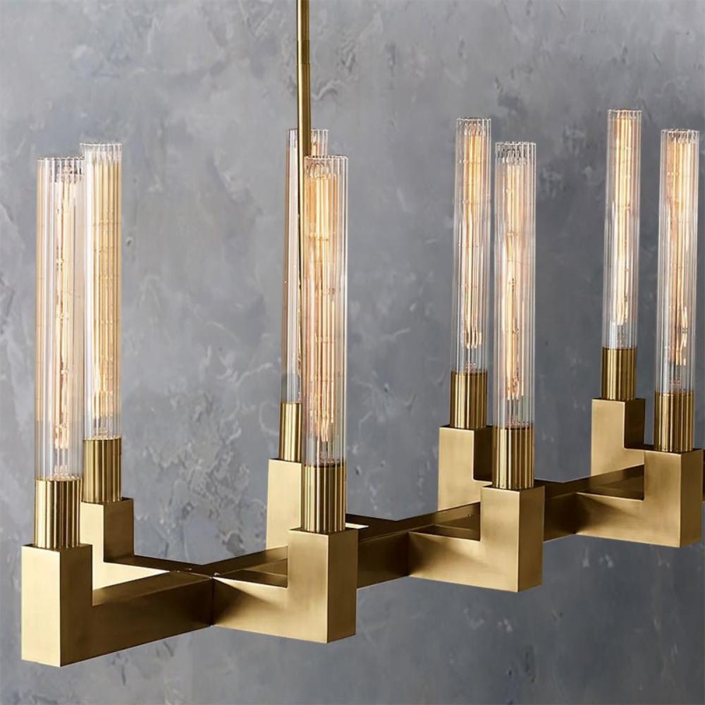 Cannele Candlestick Elegant Linear Chandelier Lights 67"