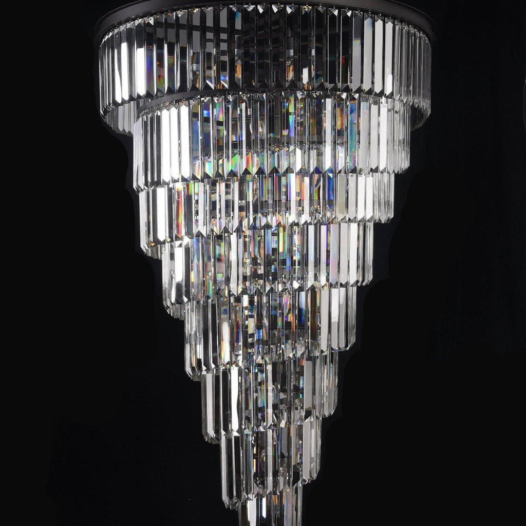 Luxury Odeon Spiral Layered Crystal Fringe Chandelier Artistic Lighting for Living Room