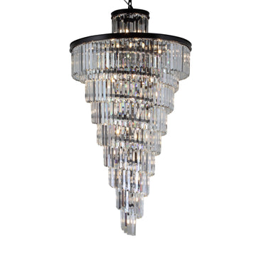 Luxury Odeon Spiral Layered Crystal Fringe Chandelier Artistic Lighting for Living Room