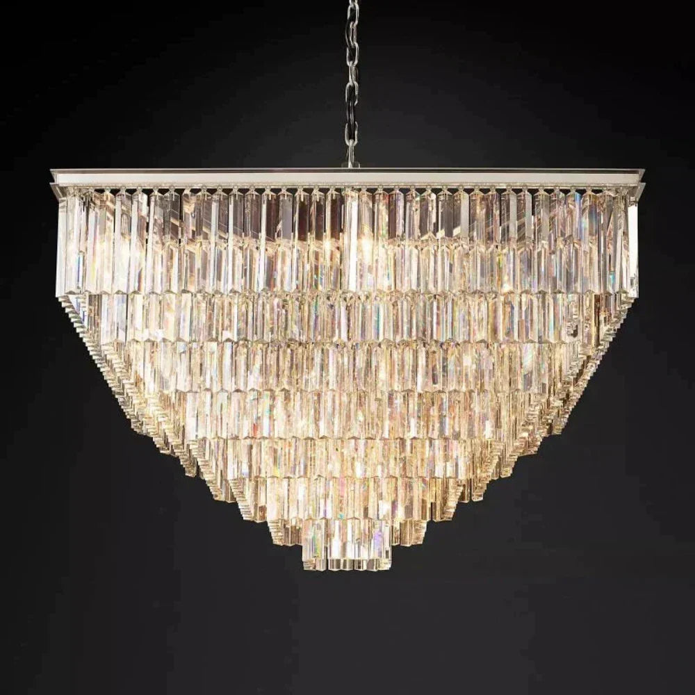 1920s Odeon Modern Crystal Square Chandelier Lighting Fixtures for Dining Table