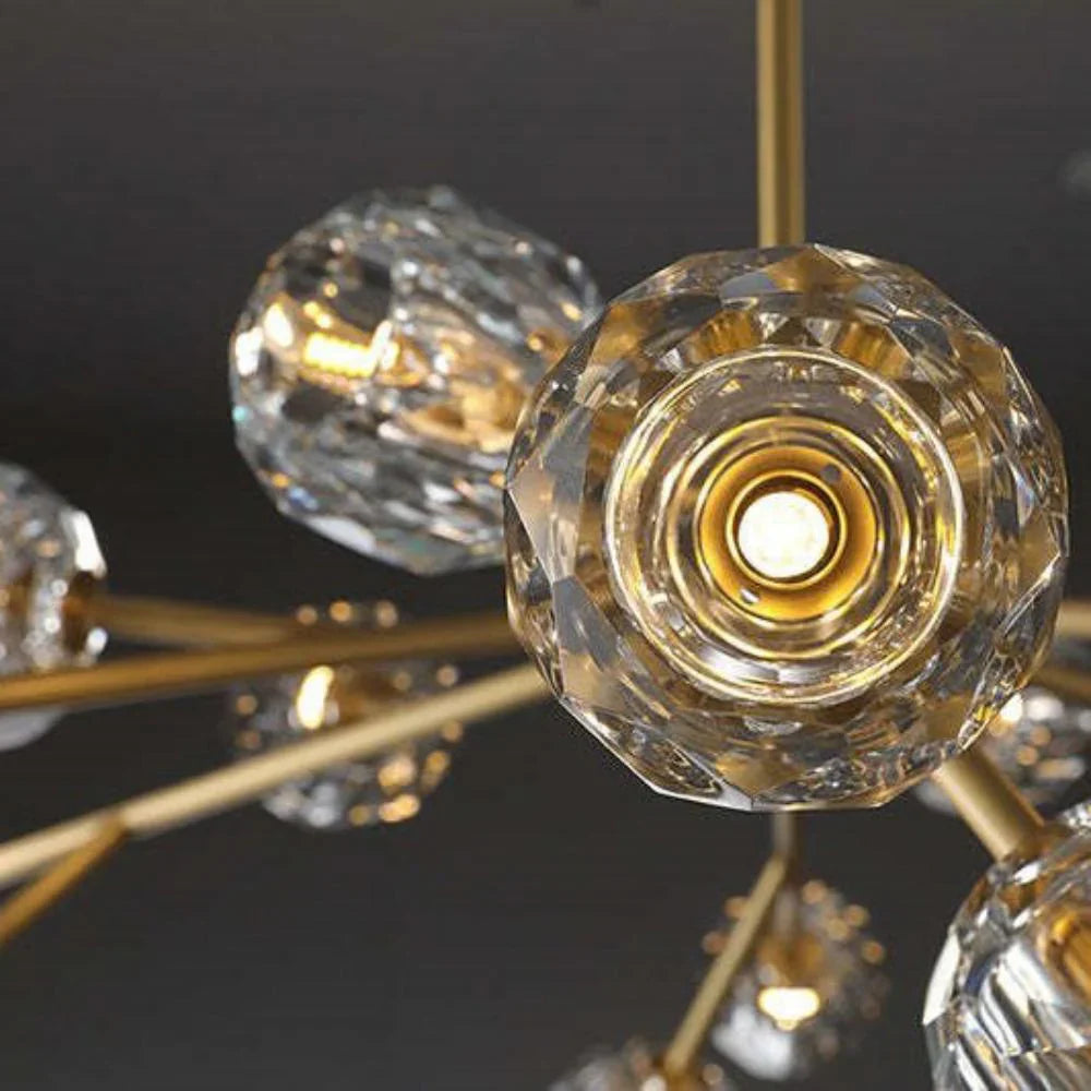 Boule De Cristal Clear Glass Ball Contemporary Round Chandelier 48" Elegant Ceiling Light