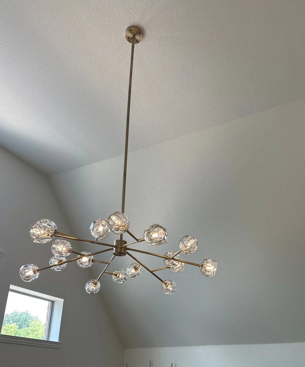 Boule De Cristal Clear Glass Ball Contemporary Round Chandelier 48" Elegant Ceiling Light
