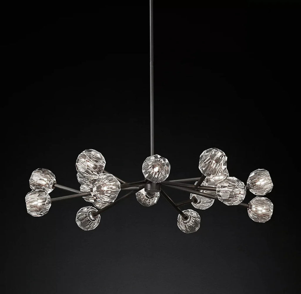 Boule De Cristal Clear Glass Ball Contemporary Round Chandelier 48" Elegant Ceiling Light