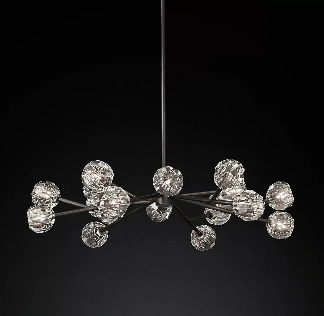 Boule De Cristal Clear Glass Ball Contemporary Round Chandelier 48" Elegant Ceiling Light