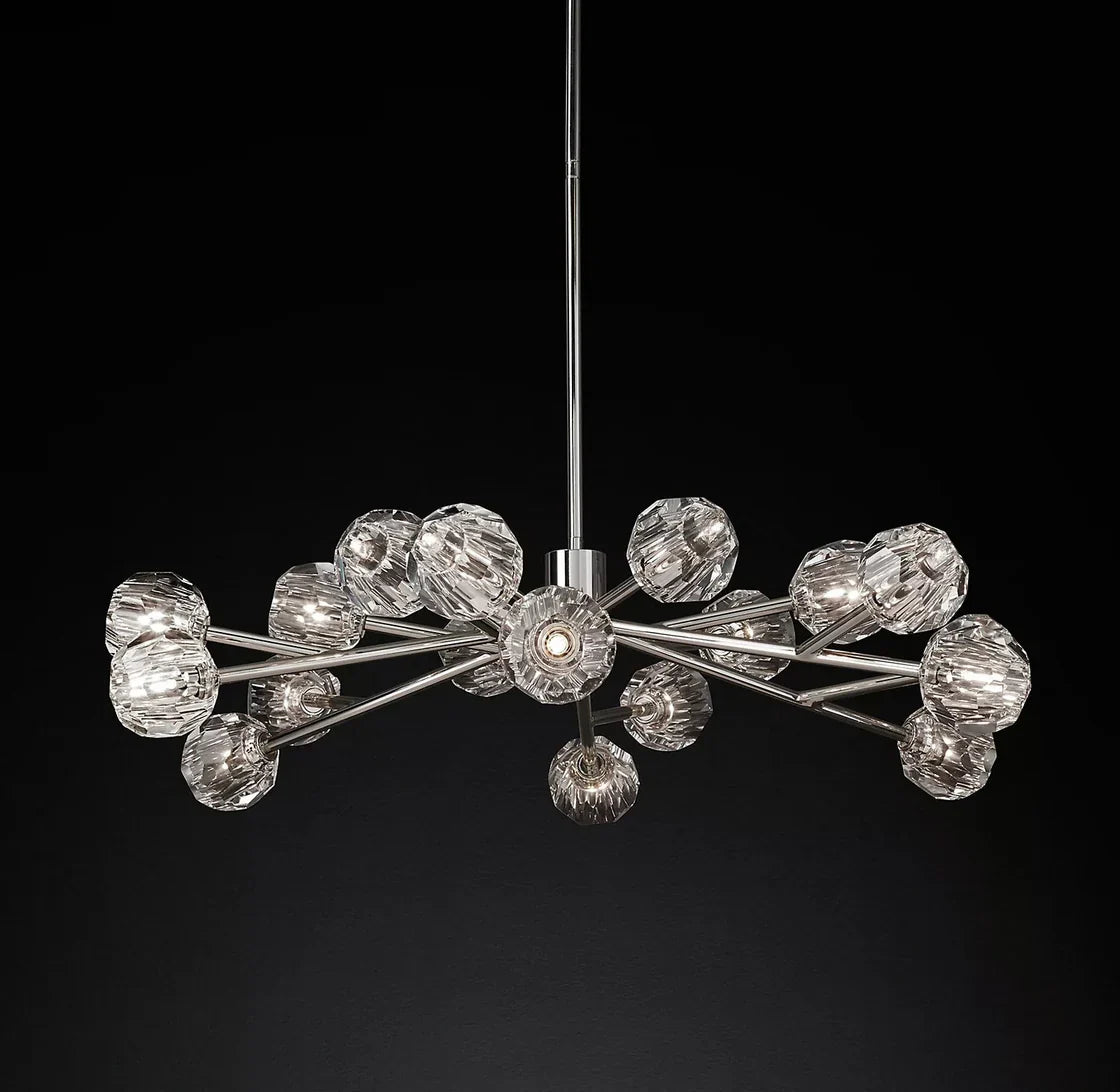 Boule De Cristal Clear Glass Ball Contemporary Round Chandelier 48" Elegant Ceiling Light
