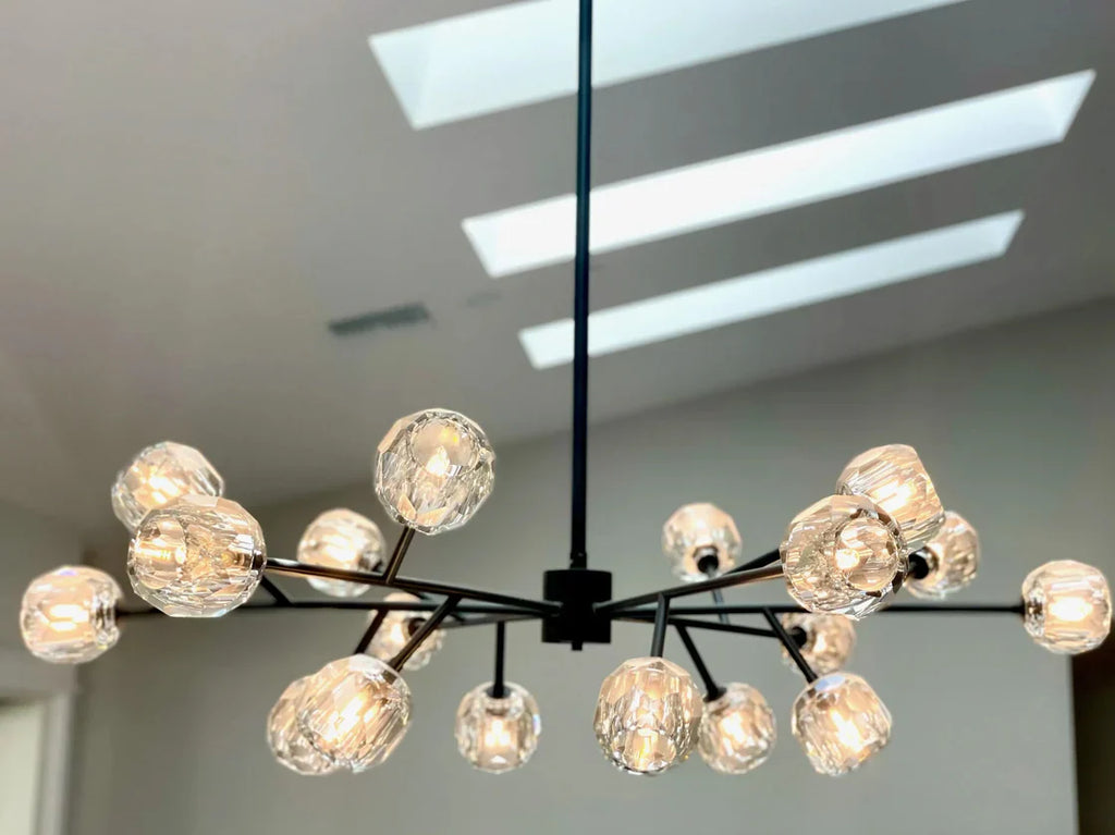 Boule De Cristal Clear Glass Ball Contemporary Round Chandelier 48" Elegant Ceiling Light