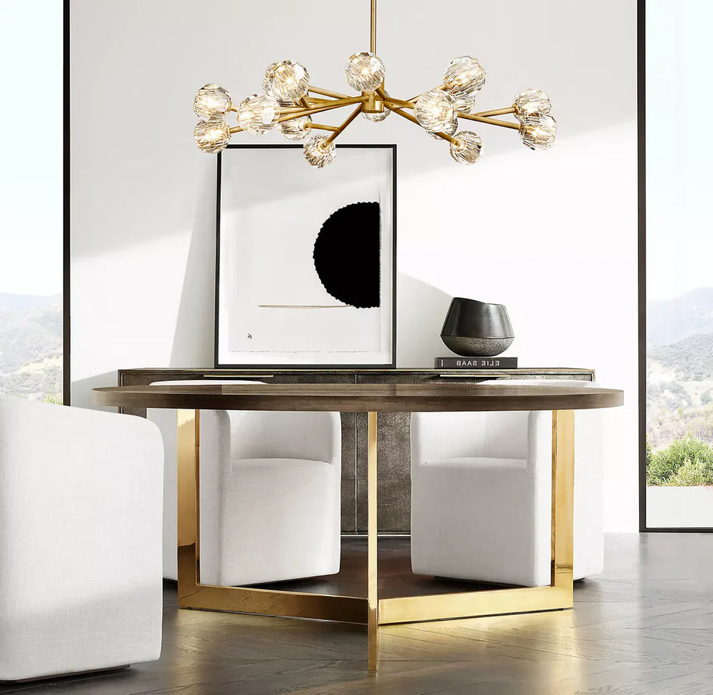 Boule De Cristal Clear Glass Ball Contemporary Round Chandelier 48" Elegant Ceiling Light