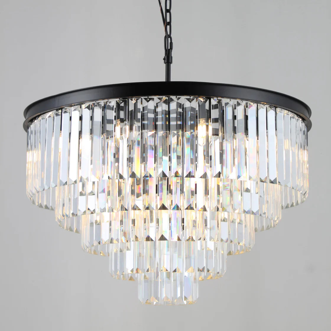 1920s Odeon Elegant Crystal Round Chandelier Lighting for Living Room