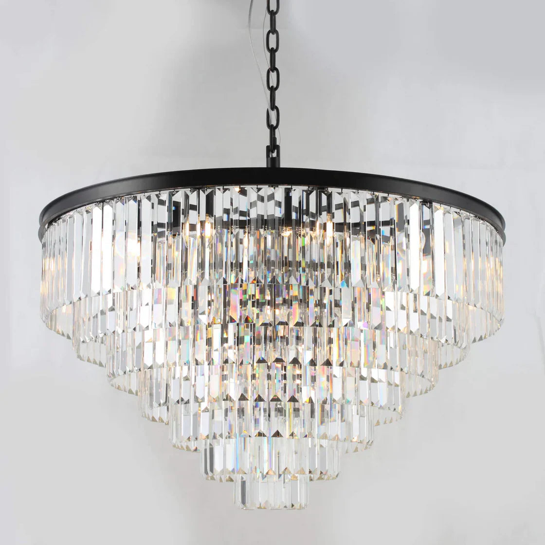 1920s Odeon Elegant Crystal Round Chandelier Lighting for Living Room