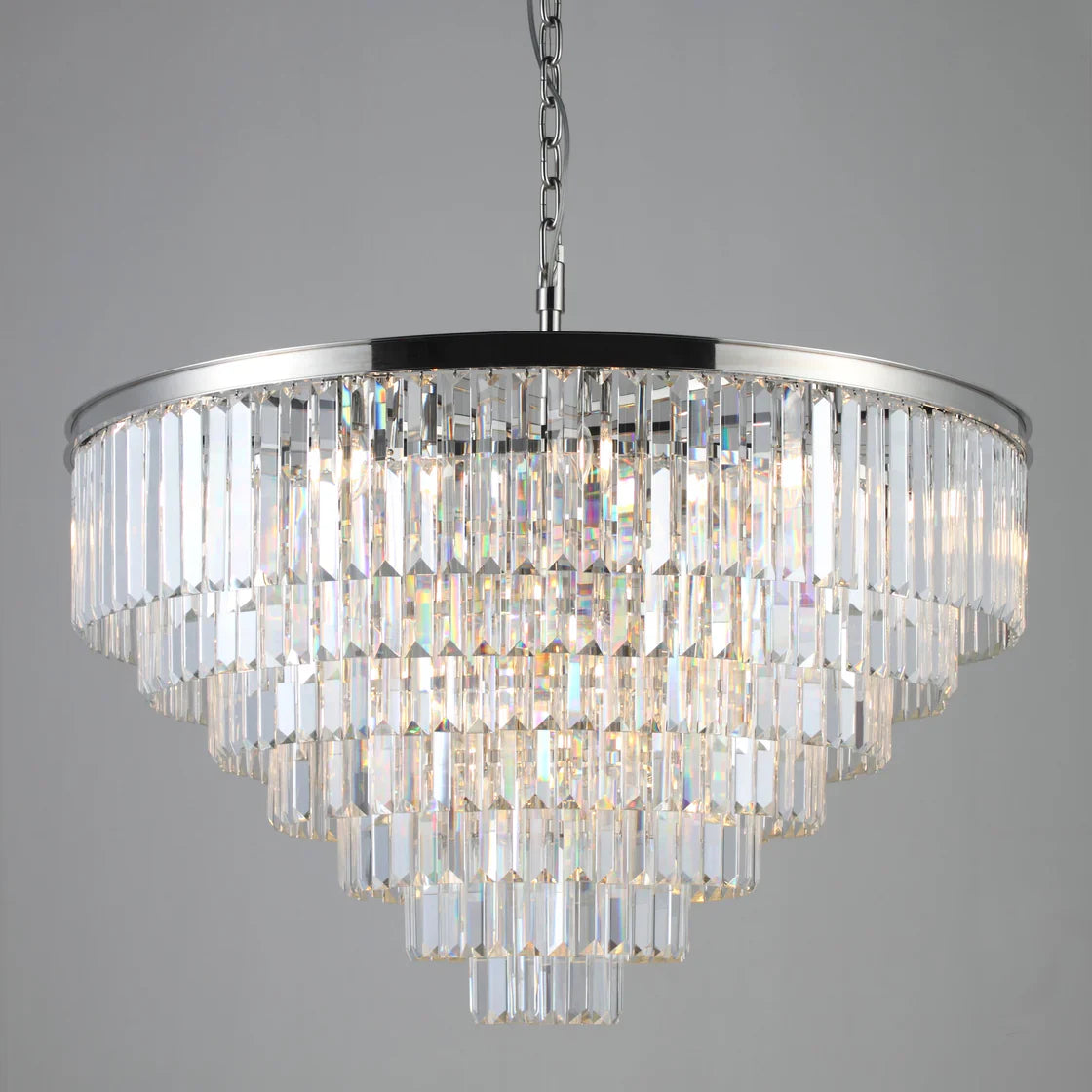 1920s Odeon Elegant Crystal Round Chandelier Lighting for Living Room
