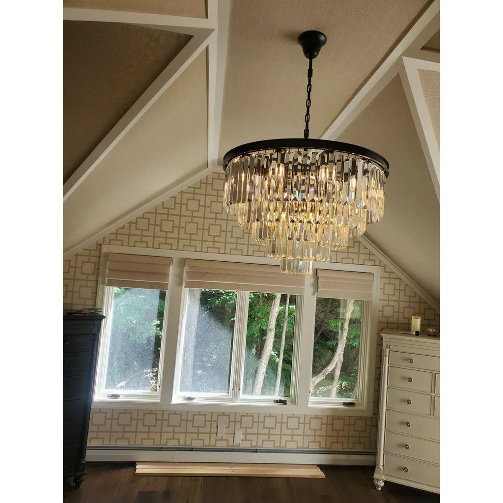 1920s Odeon Elegant Crystal Round Chandelier Lighting for Living Room