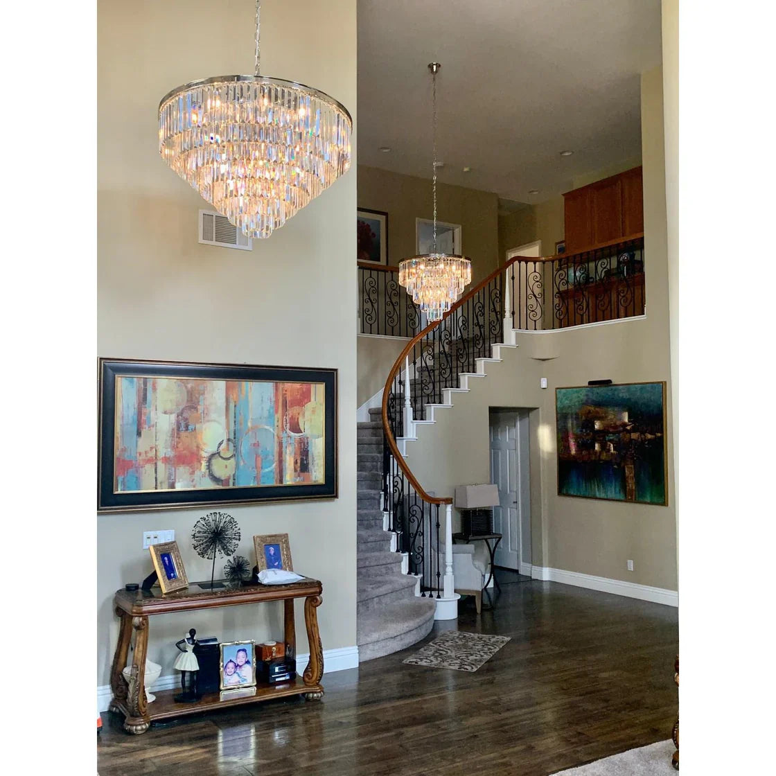 1920s Odeon Elegant Crystal Round Chandelier Lighting for Living Room
