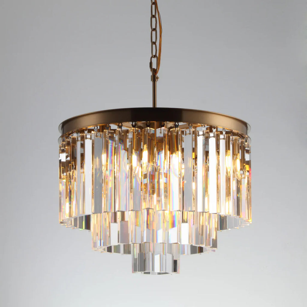 1920s Odeon Elegant Crystal Round Chandelier Lighting for Living Room