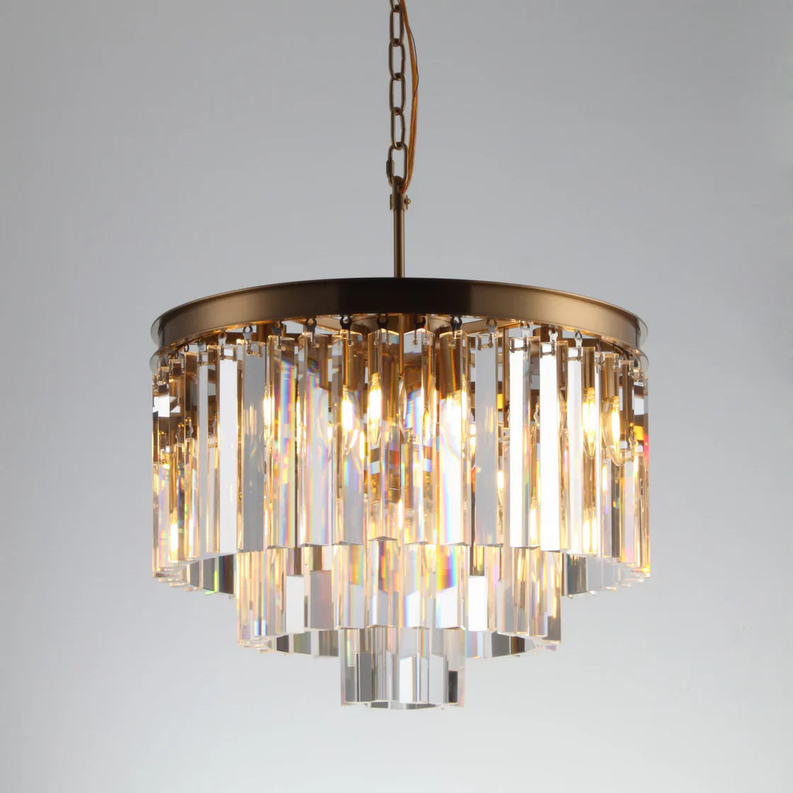1920s Odeon Elegant Crystal Round Chandelier Lighting for Living Room