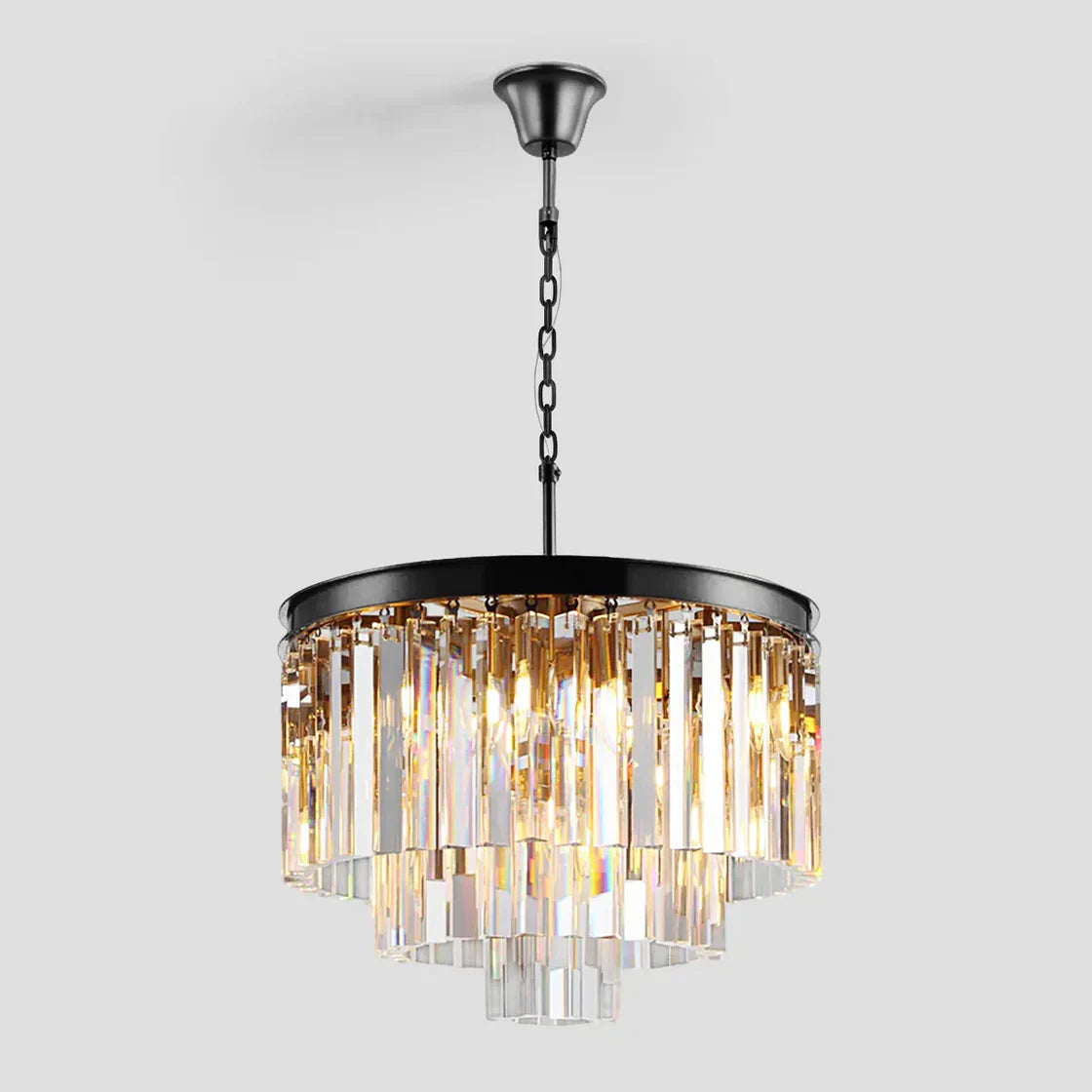 1920s Odeon Elegant Crystal Round Chandelier Lighting for Living Room