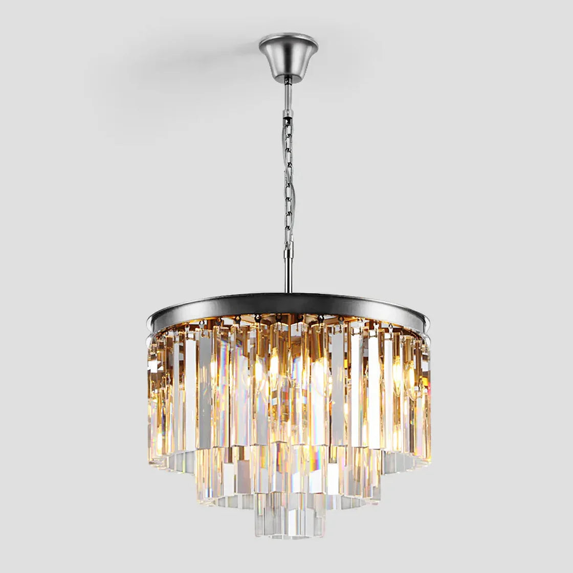 1920s Odeon Elegant Crystal Round Chandelier Lighting for Living Room