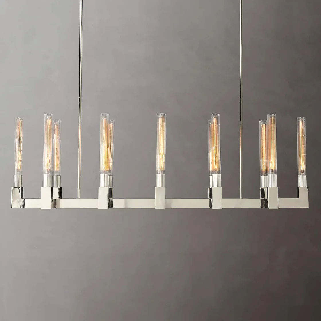 Cannele Candlestick Linear Chandelier Light 55" Vintage Decorative