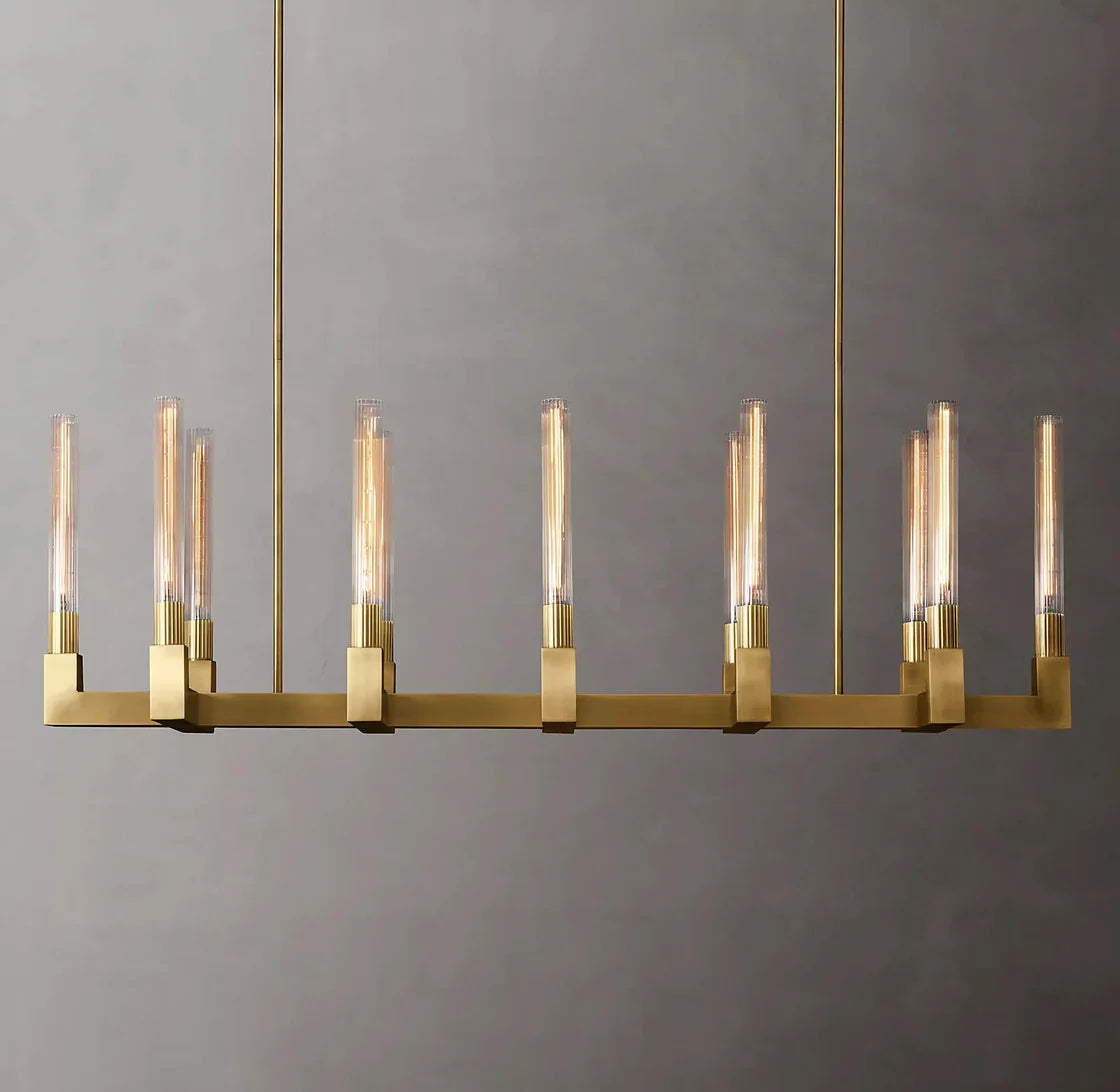 Cannele Candlestick Linear Chandelier Light 55" Vintage Decorative