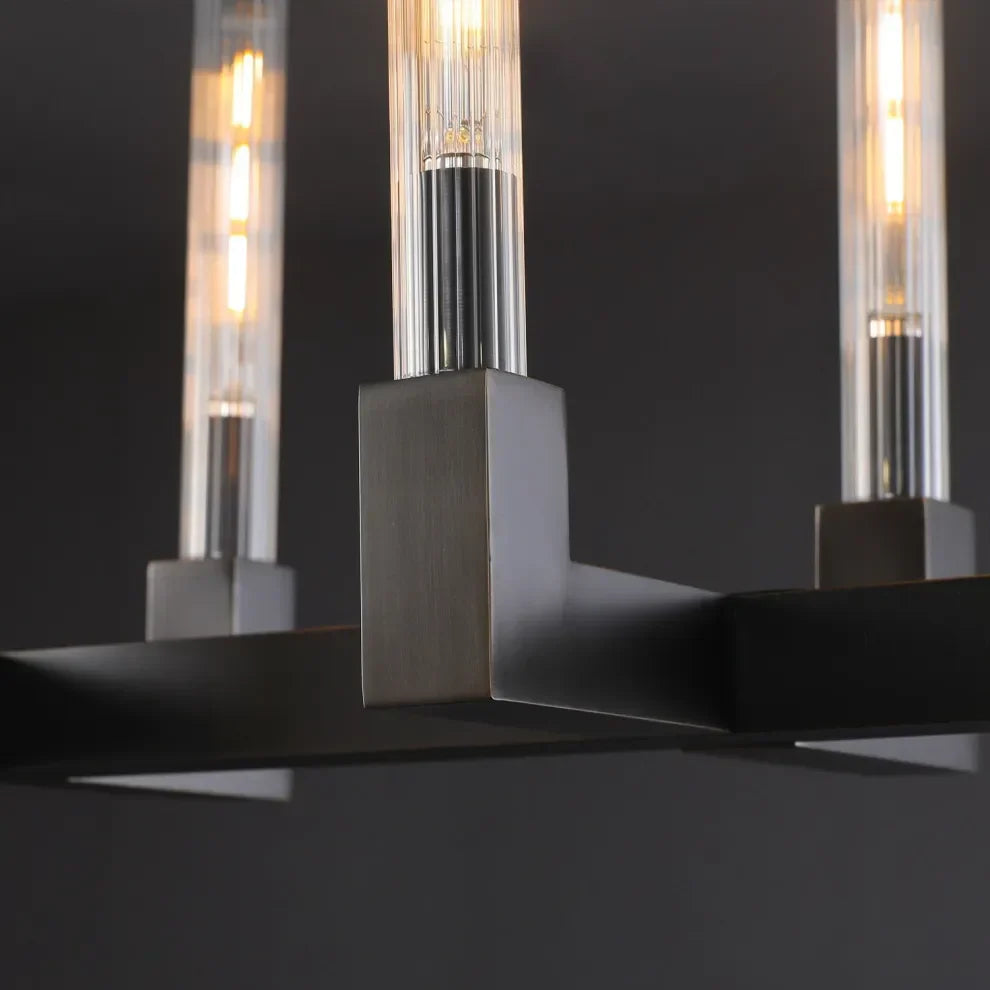 Cannele Candlestick Linear Chandelier Light 55" Vintage Decorative