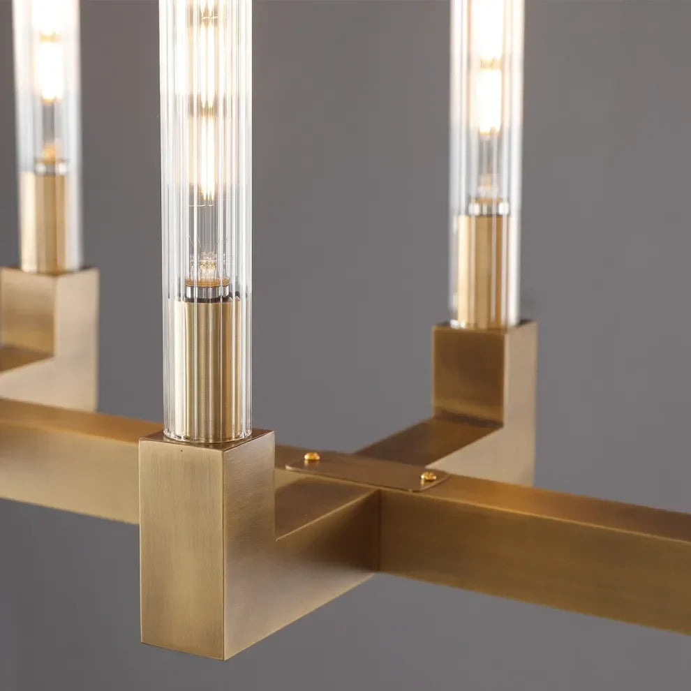 Cannele Candlestick Linear Chandelier Light 55" Vintage Decorative