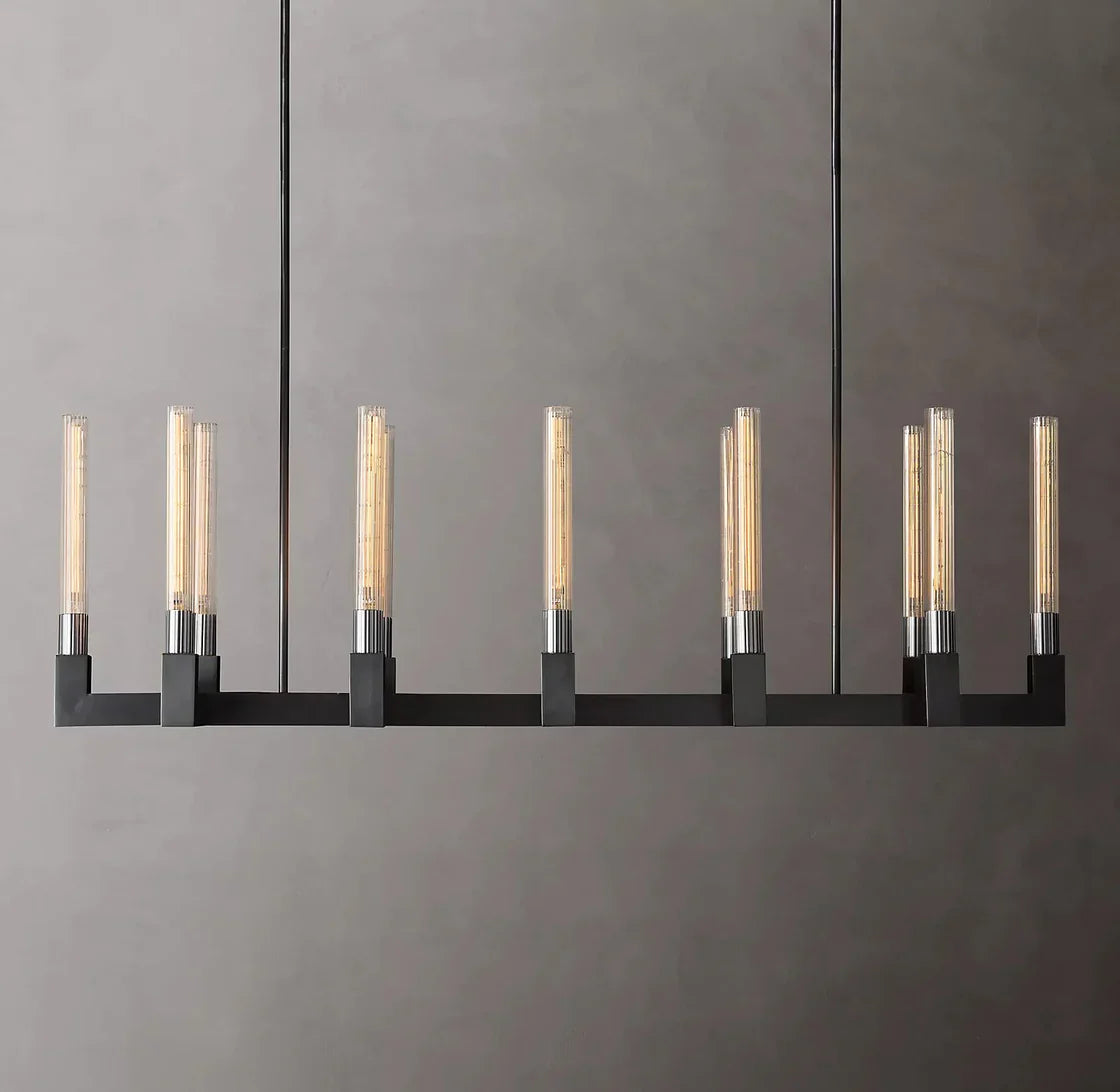 Cannele Candlestick Linear Chandelier Light 55" Vintage Decorative