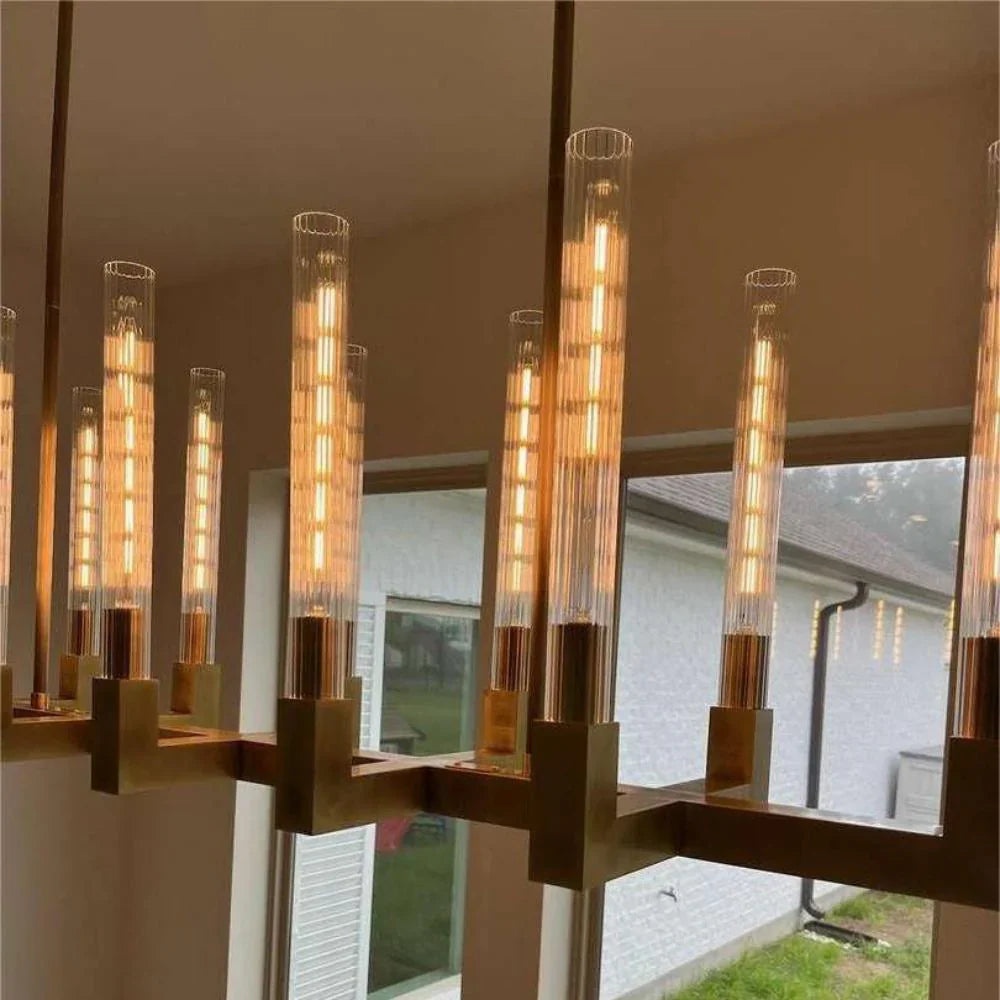 Cannele Candlestick Linear Chandelier Light 55" Vintage Decorative
