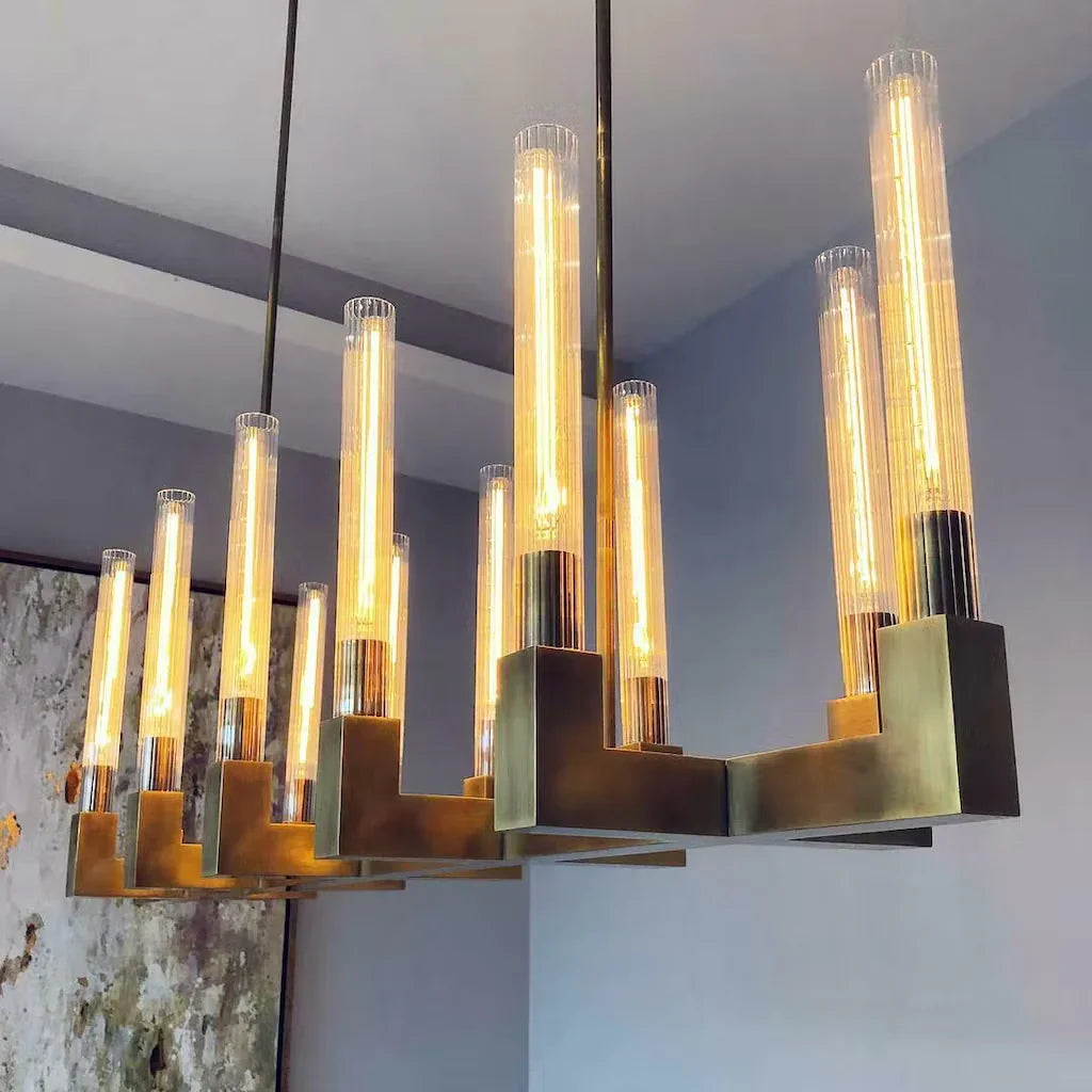 Cannele Candlestick Linear Chandelier Light 55" Vintage Decorative