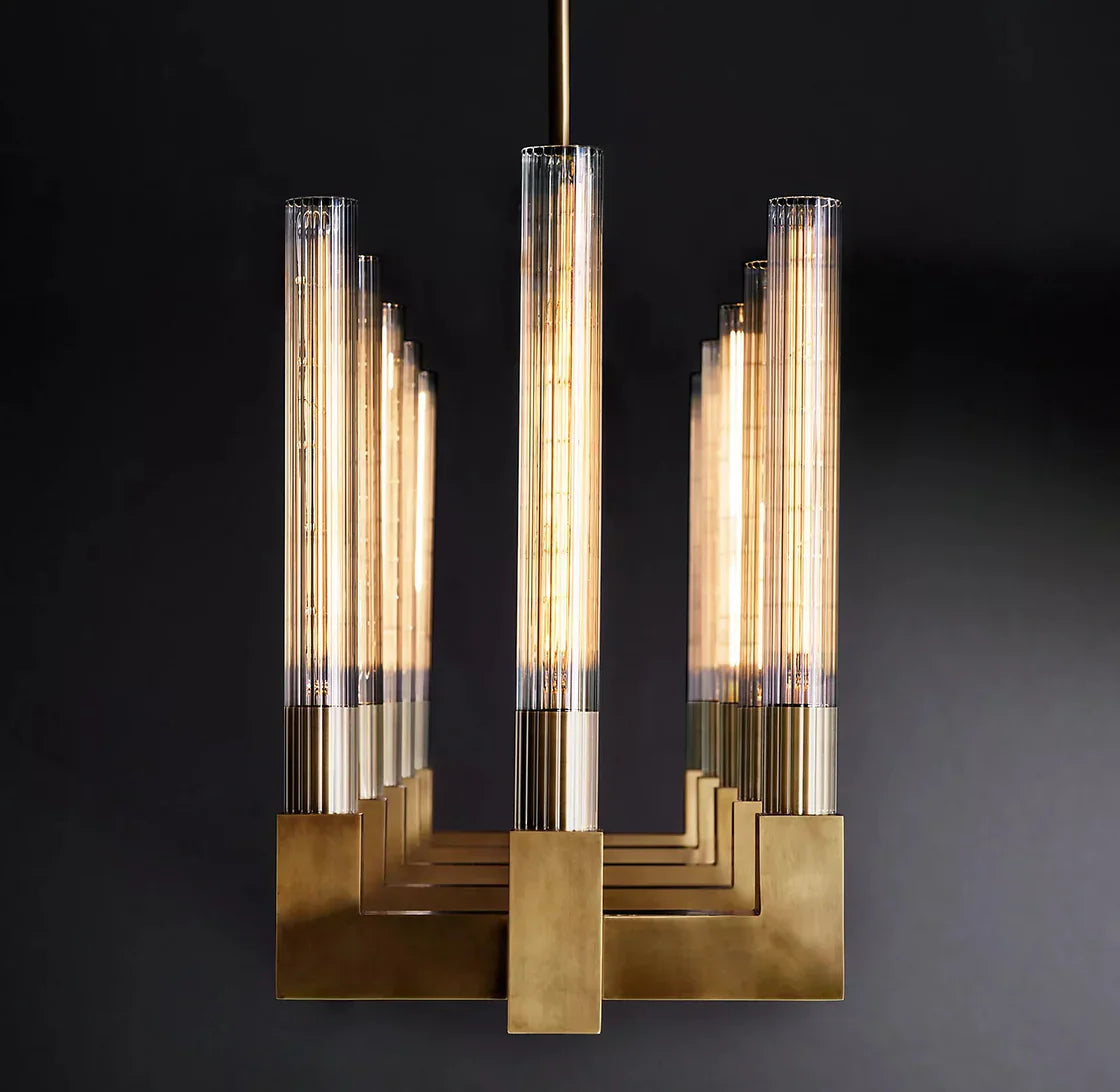 Cannele Candlestick Linear Chandelier Light 55" Vintage Decorative