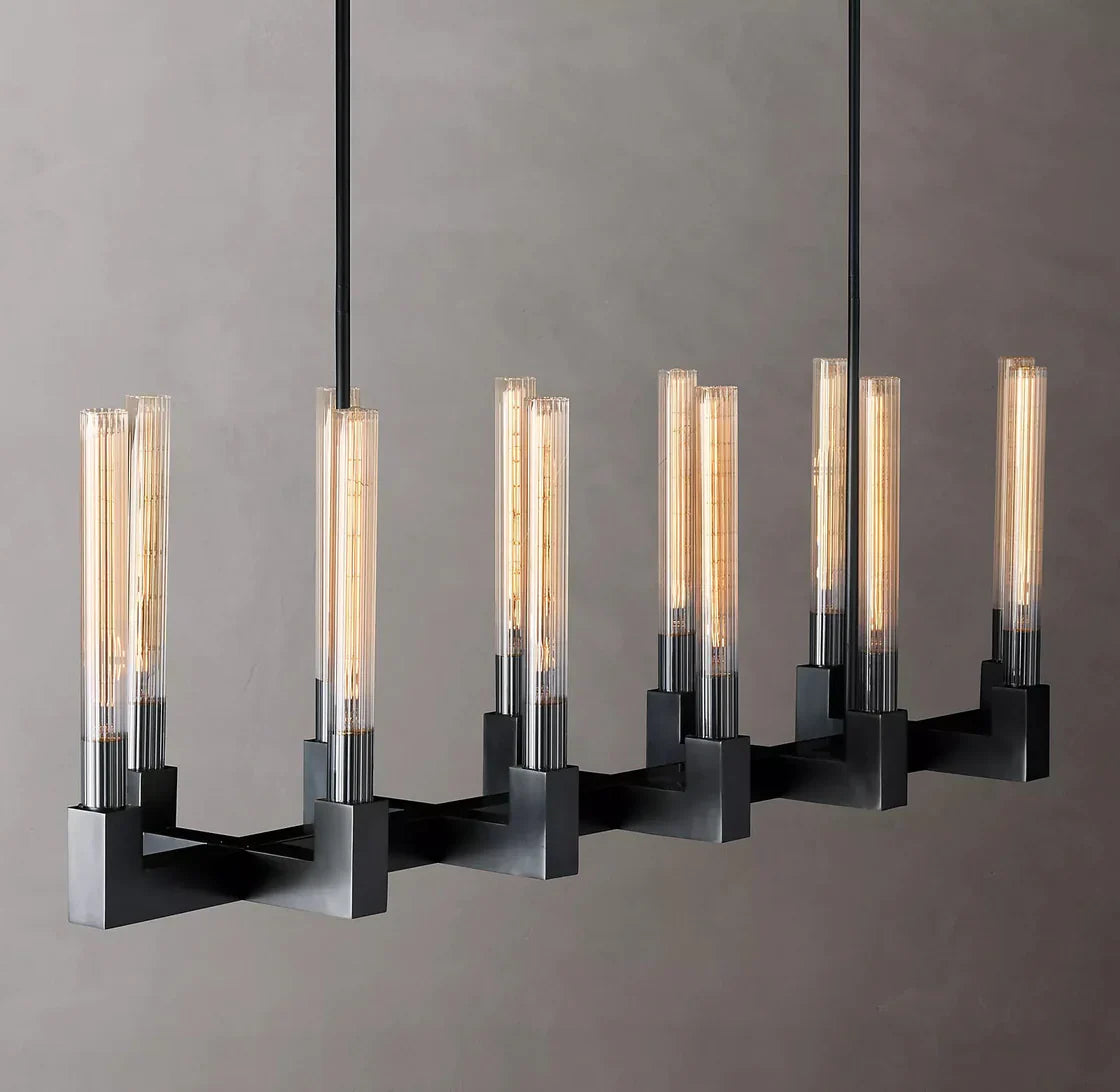 Cannele Candlestick Linear Chandelier Light 55" Vintage Decorative