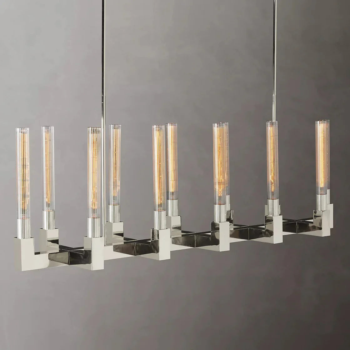 Cannele Candlestick Linear Chandelier Light 55" Vintage Decorative