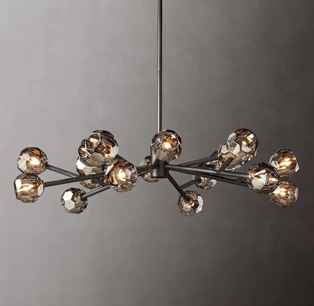 Boule De Cristal Smoke Glass Ball Contemporary Round Chandelier 48" Lighting Fixture