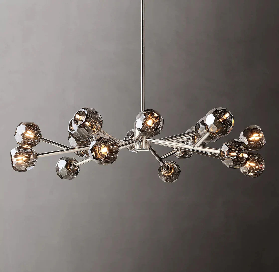 Boule De Cristal Smoke Glass Ball Contemporary Round Chandelier 48" Lighting Fixture