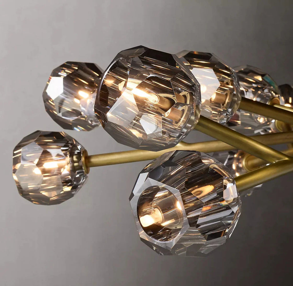 Boule De Cristal Smoke Glass Ball Contemporary Round Chandelier 48" Lighting Fixture