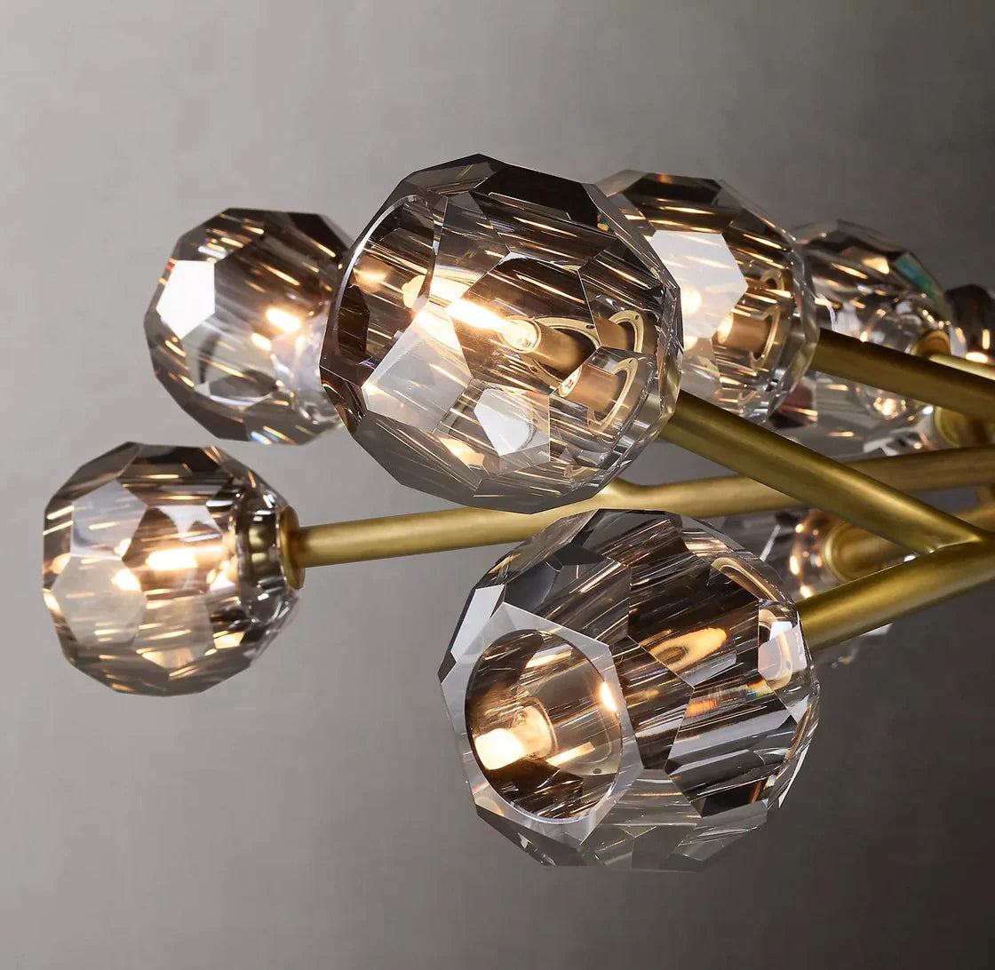 Boule De Cristal Smoke Glass Ball Contemporary Round Chandelier 48" Lighting Fixture