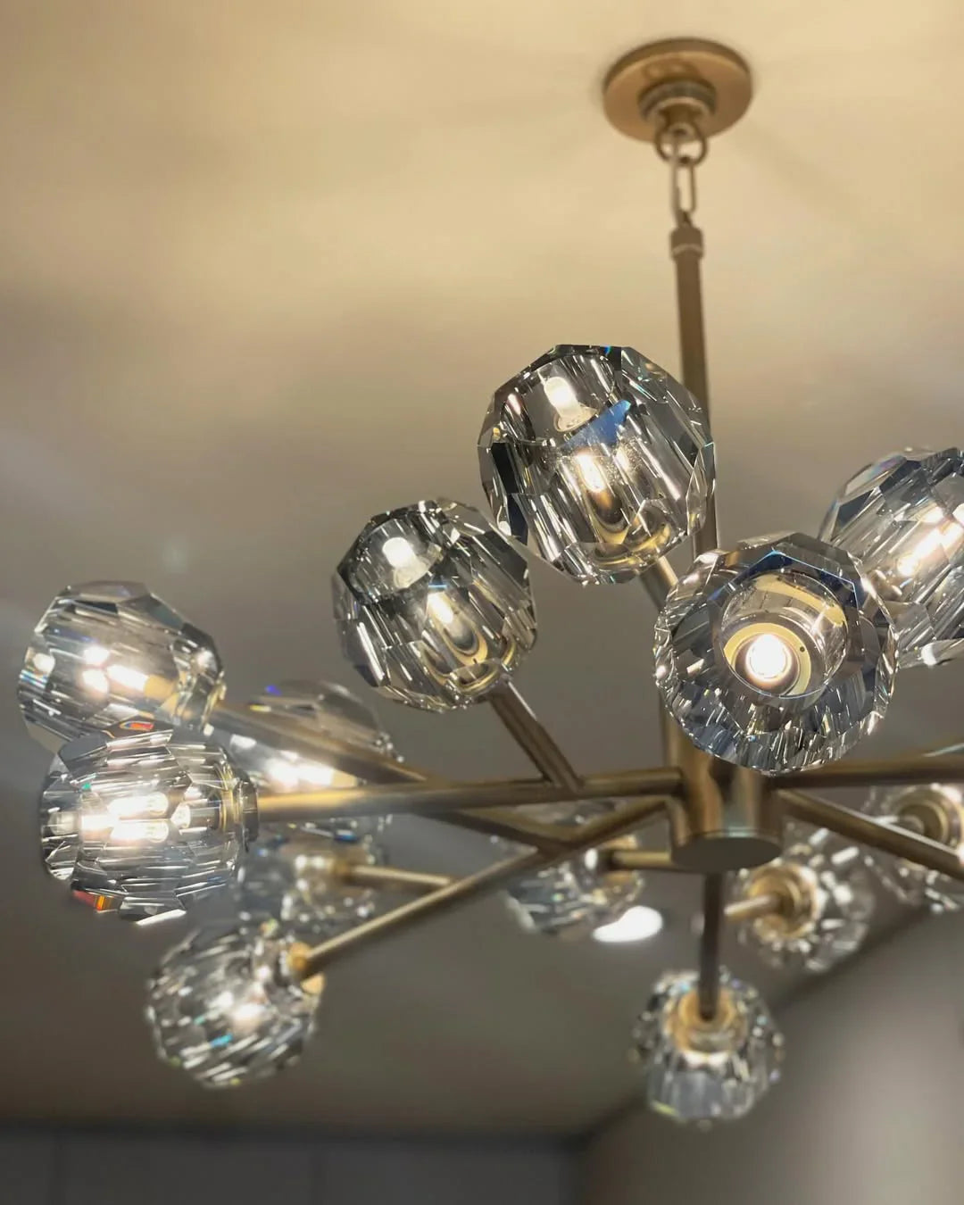 Boule De Cristal Glass Ball Modern Round Chandelier 36" Ceiling Light
