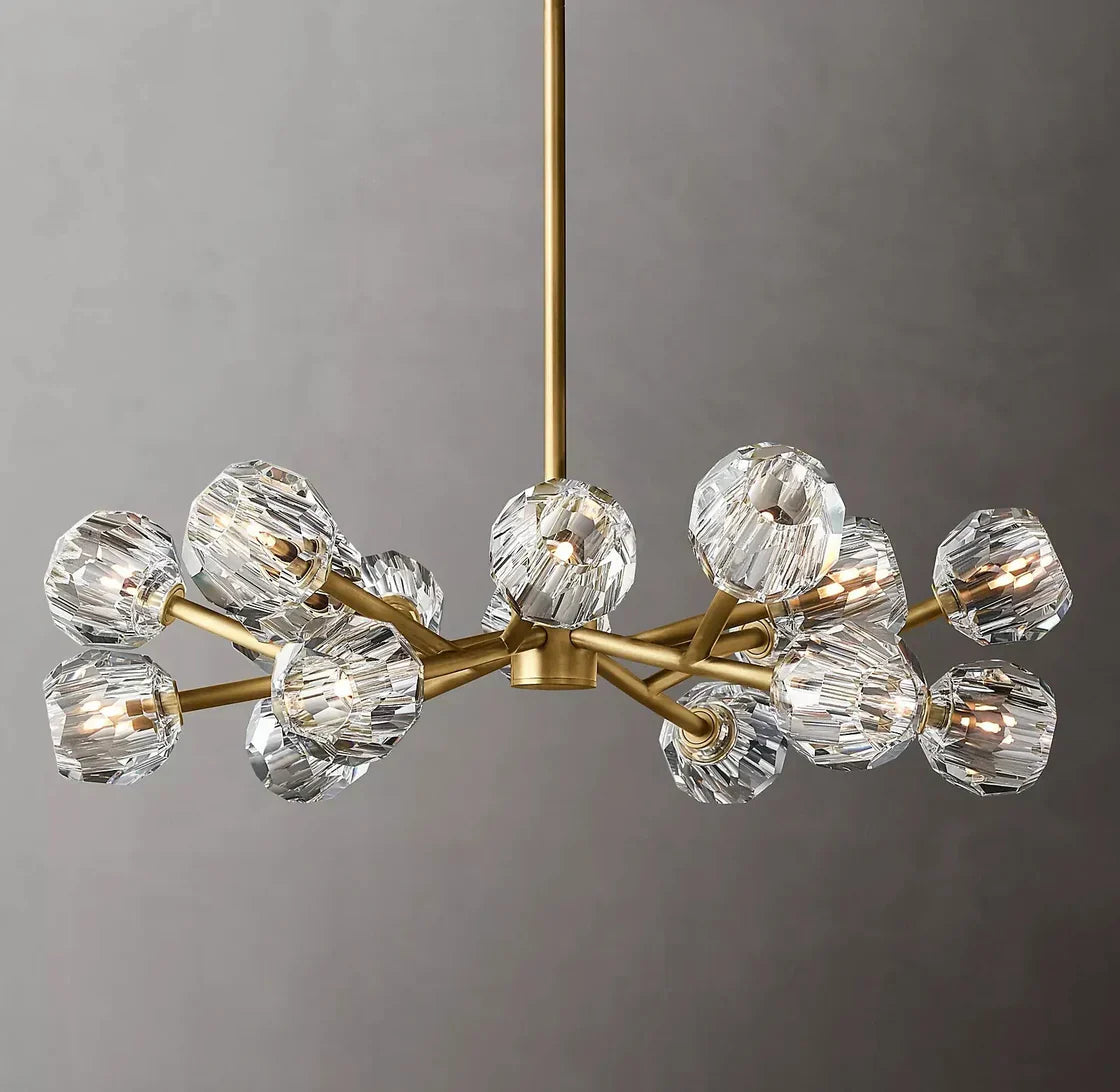 Boule De Cristal Glass Ball Modern Round Chandelier 36" Ceiling Light