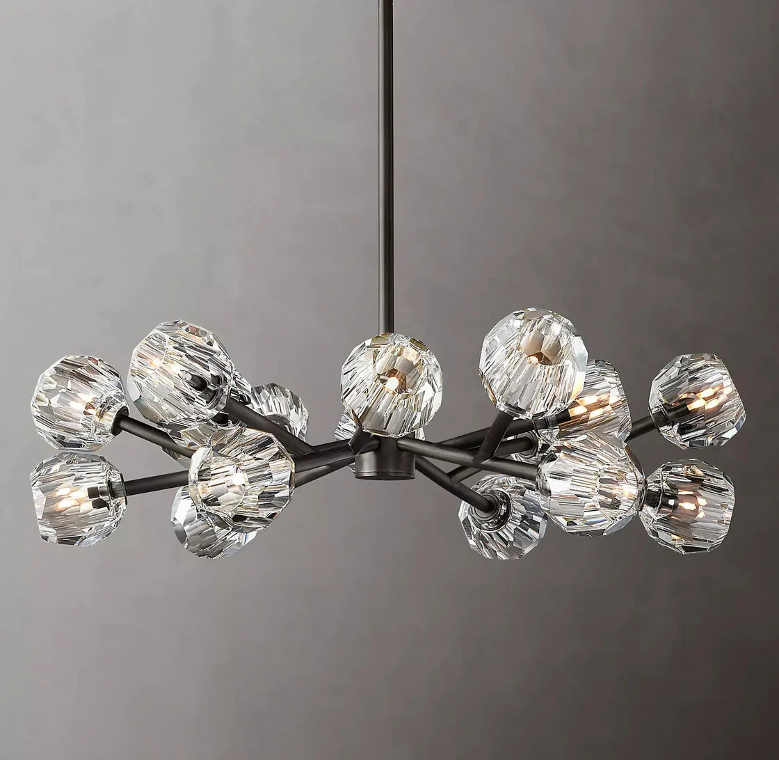 Boule De Cristal Glass Ball Modern Round Chandelier 36" Ceiling Light