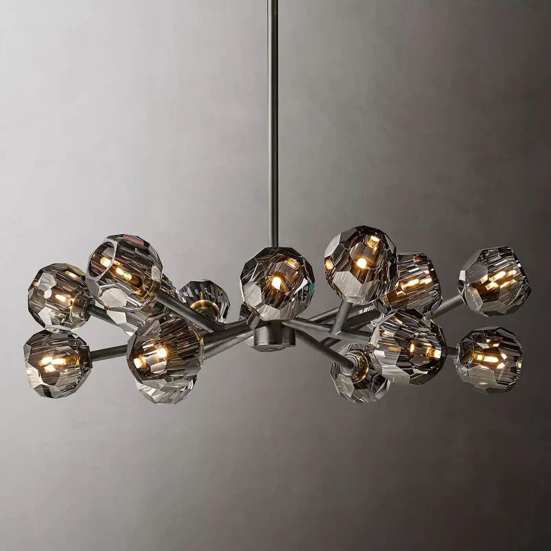 Boule De Cristal Glass Ball Modern Round Chandelier 36" Ceiling Light