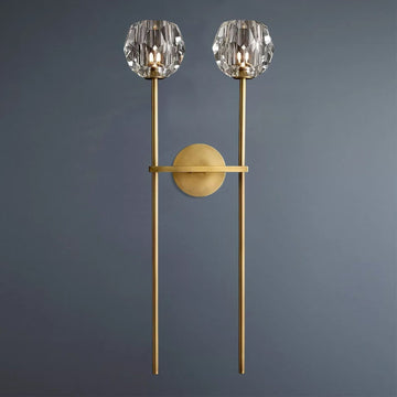 Boule De Crystal Ball Clear/Smoke Glass Grand Double-Head Wall Sconce Living Room Light