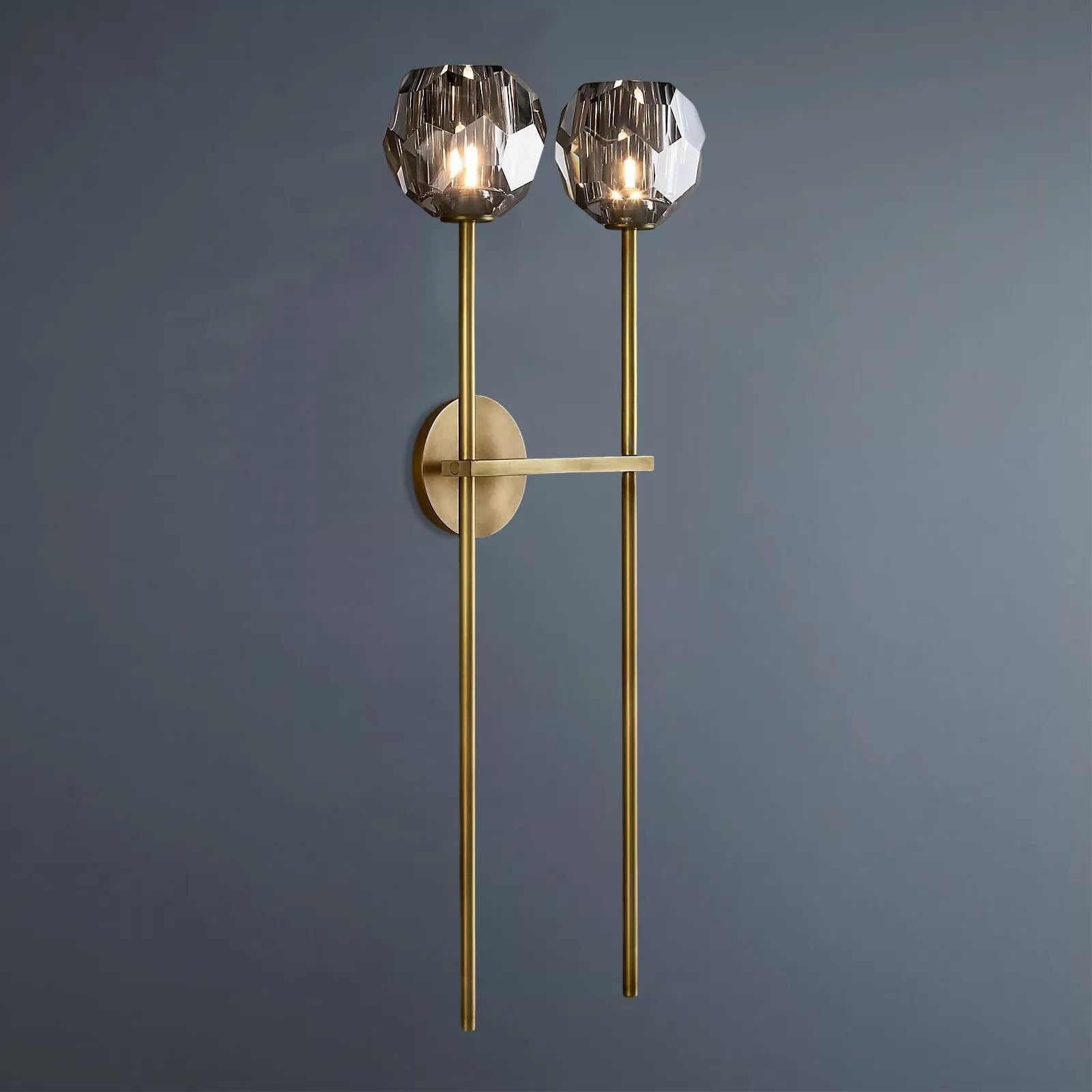 Boule De Crystal Ball Clear/Smoke Glass Grand Double-Head Wall Sconce Living Room Light
