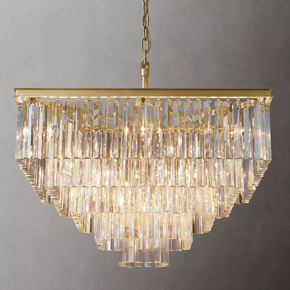 1920s Odeon Modern Crystal Square Chandelier Lighting Fixtures for Dining Table