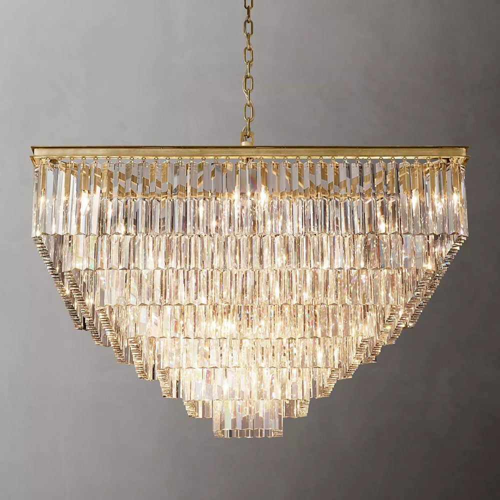 1920s Odeon Modern Crystal Square Chandelier Lighting Fixtures for Dining Table