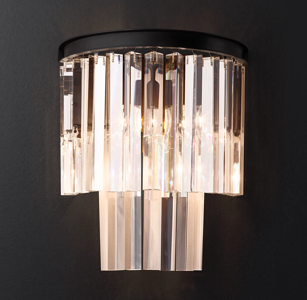 1920s Odeon Multi-Tier Crystal Wall Sconce Modern Luxury Lighting