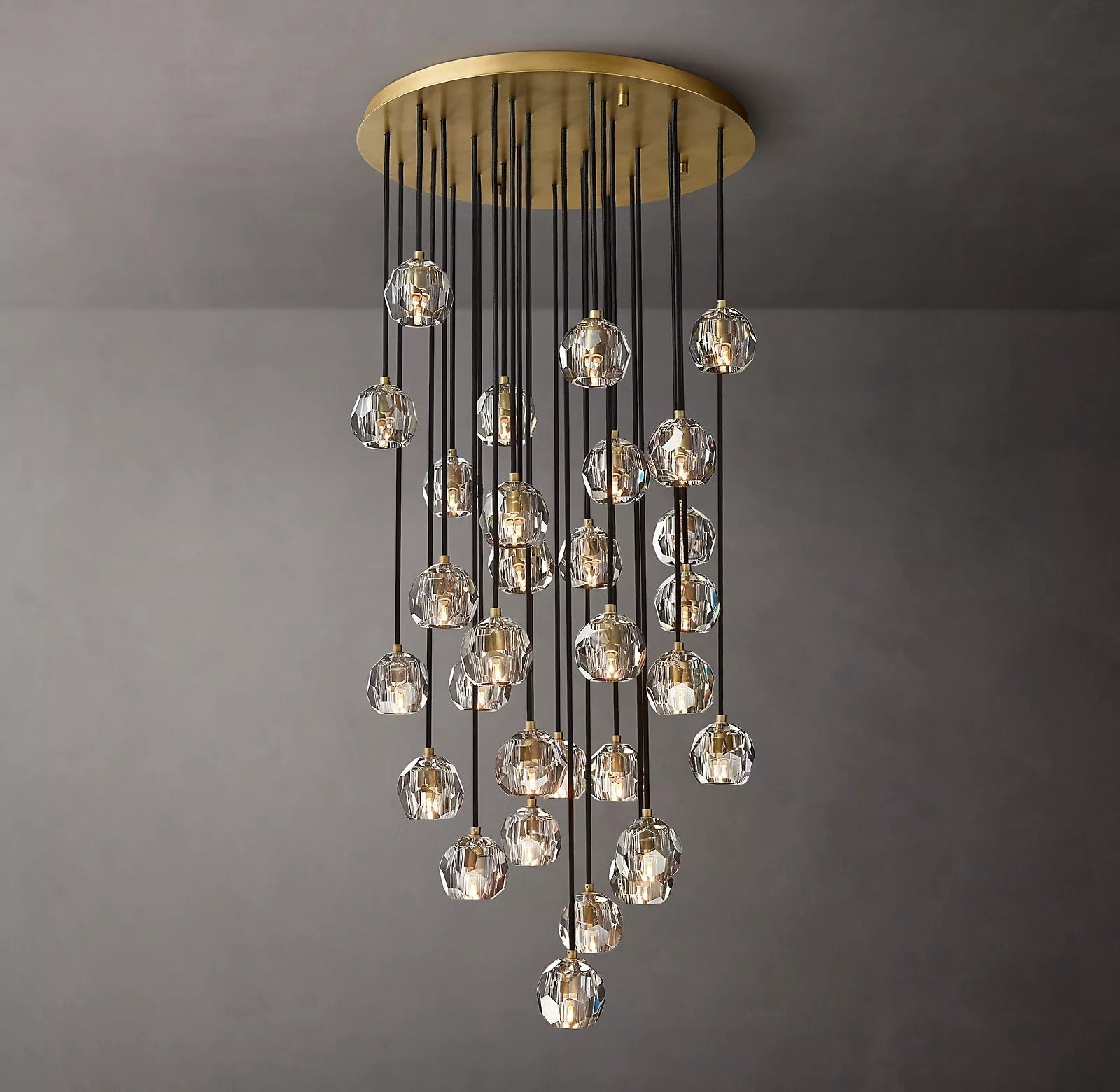 Boule De Cristal Clear Glass Ball Round Cluster Chandelier Elegant Lighting 30"