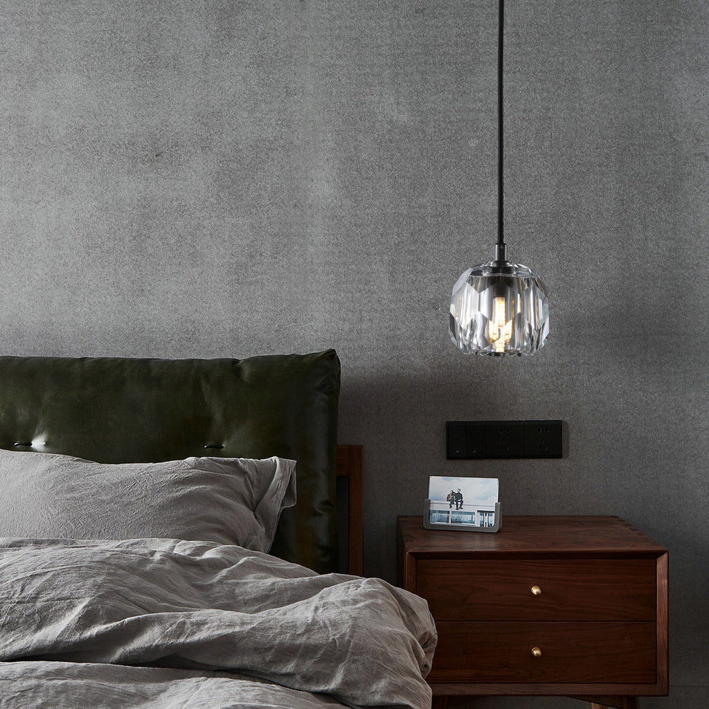 Boule De Clear/Smoke Glass Cord Pendant Light Modern Decorative Fixture