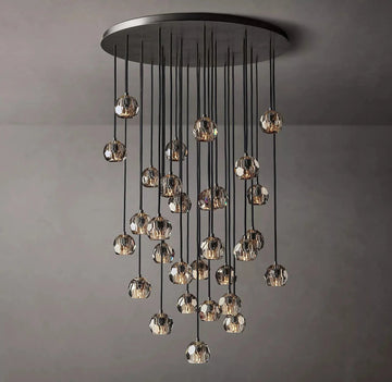 Luxury Boule De Cristal Smoke Crystal Round Chandelier Modern Lighting 40