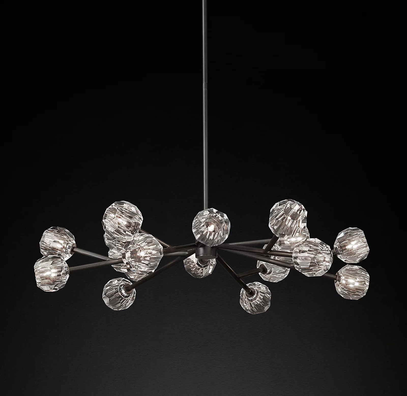 Boule De Cristal Clear Glass Ball Modern Round Chandelier Lighting 48"